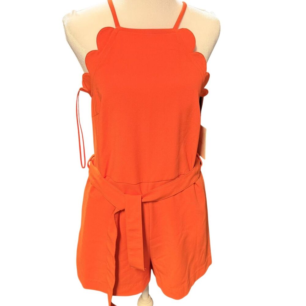 Victoria Beckham For Target Romper Womens Small Orange Scalloped Belted Shorts